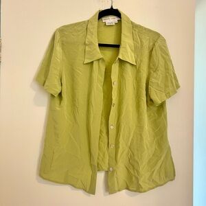 Maggy London Light Green Silk Blouse